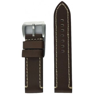Leather Strap Thick Dark Brown Yellow